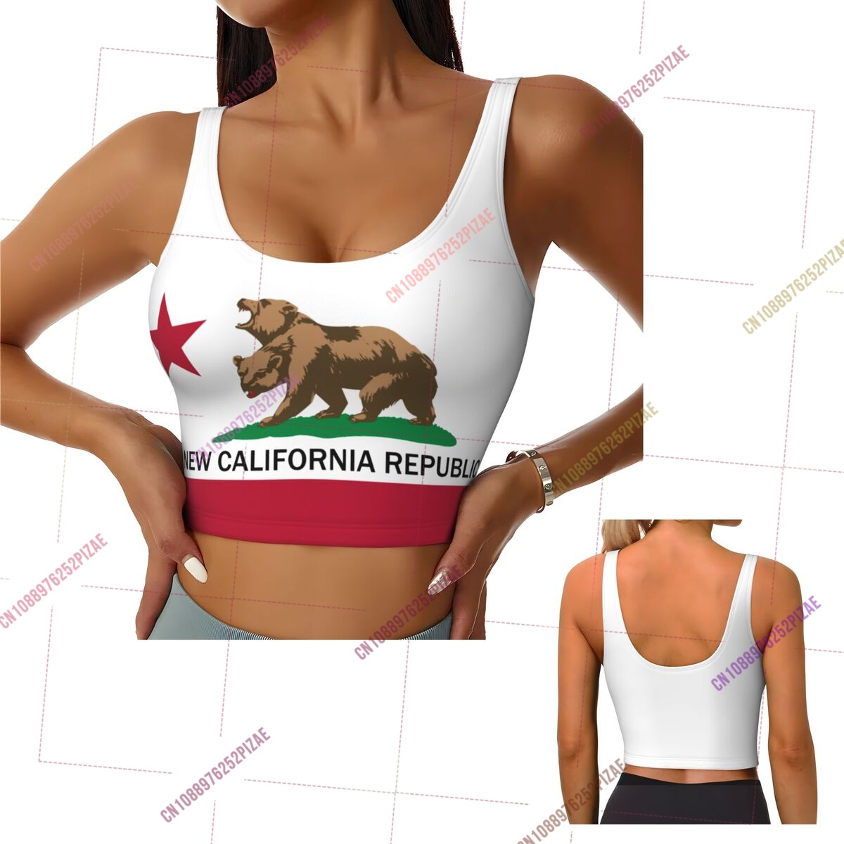 Yoga Fitness California - Top Deportivo Corto con Diseño de