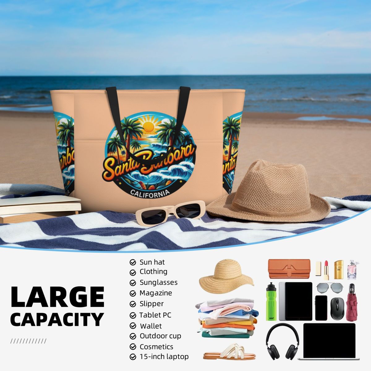 Bolsa de Playa Santa Bárbara,  - Yoga Fitness California reseña y precio