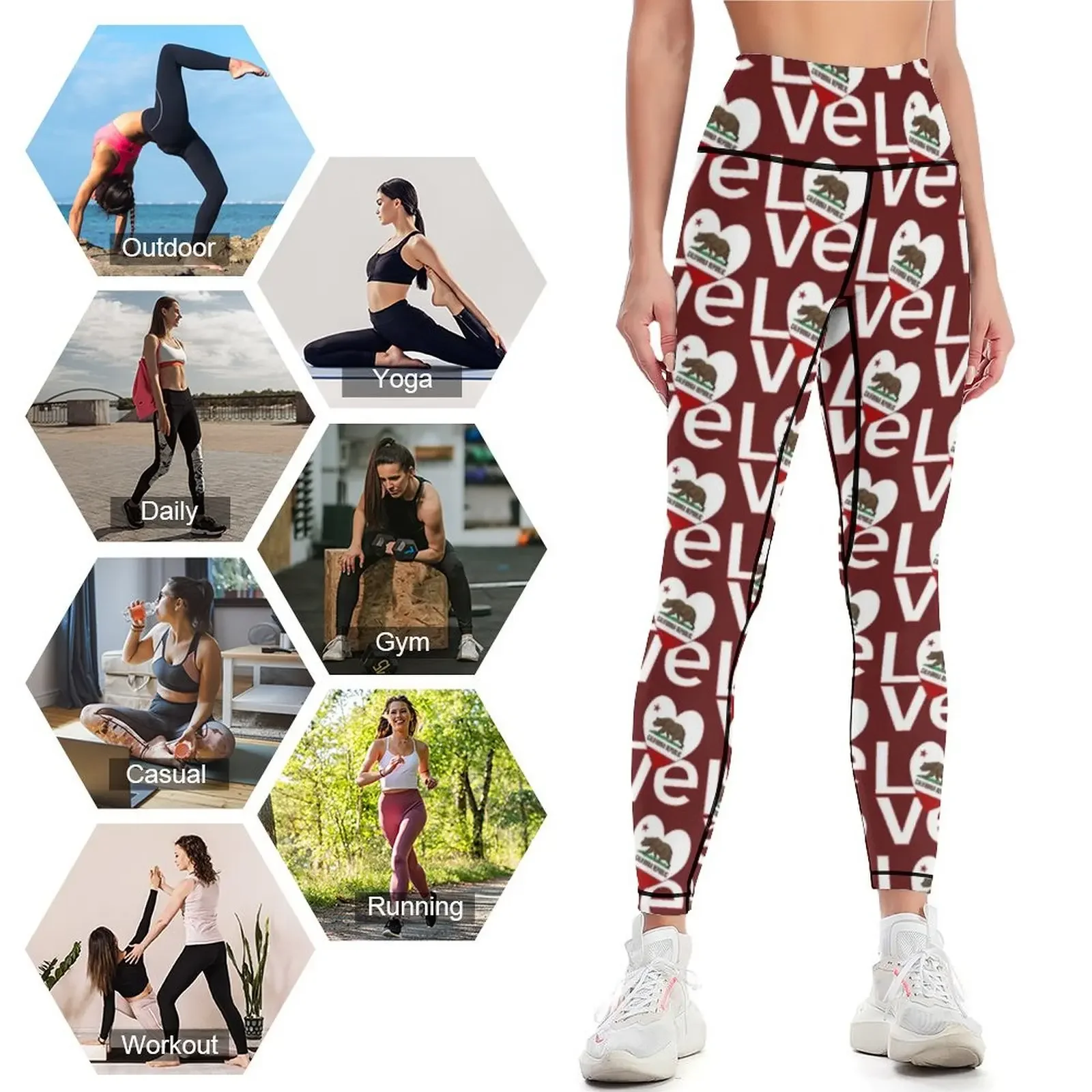 Leggings Rojos y Blancos con l - Yoga Fitness California reseña y precio