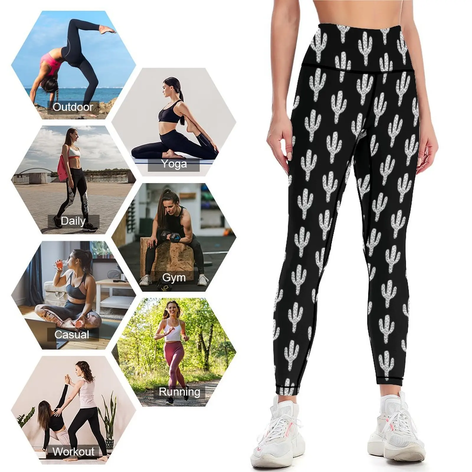 Leggings de cactus linocuadro, - Yoga Fitness California reseña y precio